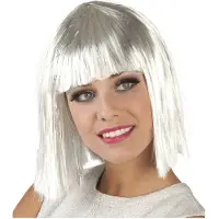 Boland Pruik glamour wit met tinsel (wit met zilveren)