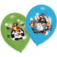 Amscan RIETHMULLER - 6 groene en blauwe piraten latex ballonnen