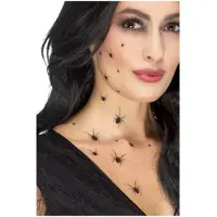 Smiffys Smiffy's Halloween Zwarte spinnen tattoos - 2 vellen - Horror/Halloween - verkleed thema accessoires
