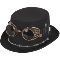 Bristol Steampunk hoed - met bril en ketting - zwart - polyester - voor volwassenen