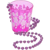 Smiffys Hawaii ketting shotjes glas - roze bloemen - aan ketting - Feestartikelen
