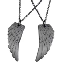 LGT JWLS LGT Jewels liefdes ketting Edelstaal Angel Wing Zwart