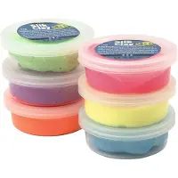 Creativ Company Silk Clay klei, assortiment, gesorteerde kleuren, neon, 6 x 14 gram