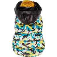 Croci hondenjas tweezijdig kinky camouflage geel / zwart / blauw 20 cm
