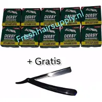 Derby Voordeelverpakking professioneel scheermesjes single edge - ( 10x100 mesjes) - 10 pakjes van 100 mesjes + Gratis Klapmes