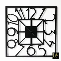 LW Collection Wandklok Senna | LW Collection metaal zwart 80x80 cm wandklokken | NADUVI