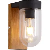 Brilliant Cabar 96372/76 Buitenlamp (wand) LED E27 Hout (donker), Zwart