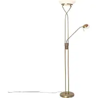QAZQA Bronzen vloerlamp incl. LED en dimmer met leeslamp - Empoli