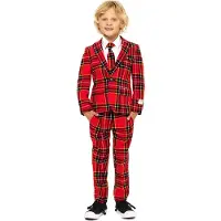 Opposuits geruit kostuum The Lumberjack rood Jongens Polyester Reverskraag - maat 122/128