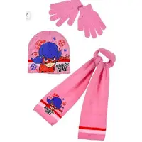 Miraculous Ladybug winterset - muts / sjaal / handschoenen - roos - maat 52 cm