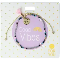Depesche - Trend kralenarmband Protection & Love - met de tekst Good Vibes