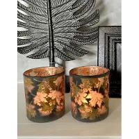 Mars & More Waxinelichthouder Herfst blad - 7x7x8cm- Zwart Goud - Mars&More