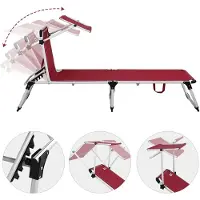 Casaria Ligbed Malta Bordeaux Rood 210x61x35cm Aluminium met Zonnescherm