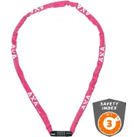 Axa Rigid RCC 120 Kettingslot – Codeslot – 120 cm – 3,5 mm Stalen Schakels – Polyester Beschermhoes – Beveiligingsniveau 3 – Roze
