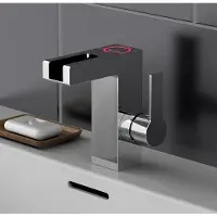 Schutte ORINOCO LED-ééngreepsmengkraan wastafel met watervaluitloop, chroom