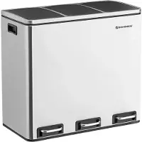 Songmics Metalen Trio Prullenbak - Fingerprint Proof - 54 Liter