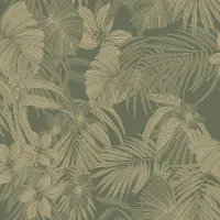Dutch Wallcoverings Behang Joelle groen en goudkleurig