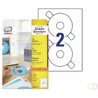 Avery CD/DVD etiketten L6015-25 Klevend A4 Wit 25 Vellen à 2 Etiketten