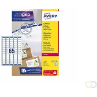 Avery ultragrip Adresetiketten L7651-100 Permanent klevend A4 Wit 38,1 x 21,2 mm 100 Vellen à 65 Etiketten