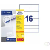 Avery Zweckform 3484, Universele etiketten, Ultragrip, wit, 100 vel, 16 per vel, 105 x 37 mm