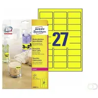 Avery Zweckform AVERY Etiketten L6004-25 Permanent klevend A4 Neongeel 63,5 x 29,6 mm 25 Vellen à 27 Etiketten
