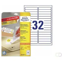 Avery Zweckform Etiket Avery L6031REV-25 96x16.9mm afneembaar wit 800 stuks