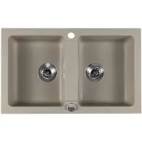 Sapho spoelbak dubbel 78x47,5cm met kraangat beige graniet