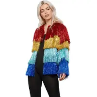 Smiffys - Tinsel Festival Kostuum Jacket - L/XL - Regenboog