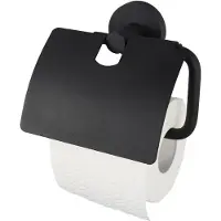 Haceka Toiletrolhouder Kosmos - Staal - Met Klep - Zwart Mat