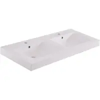 Bally Tigris Slope Dubbele Wastafel Kunstmarmer 120x46cm Met 2 Kraangaten Wit
