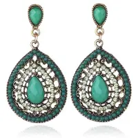 LGT JWLS Druppelvormige Bohemian dames oorbellen Groen