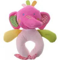 Eddy Toys pluche rammelaar olifant paars/roze 16 cm