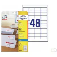 Avery Adresetiketten 45,7 x 21,2 mm, wit, Inkjetprinter, permanent klevend J4791-25