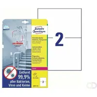 Avery Bedrukbare antimicrobiële etiketten 210 x 148 mm, transparant, Laserprinter, Kleurenlaser printer, permanent klevend L8012