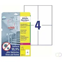 Avery Bedrukbare antimicrobiële etiketten 105 x 148 mm, transparant, Laserprinter, Kleurenlaser printer, permanent klevend L8013