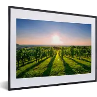 PosterMonkey Fotolijst incl. Poster - Groene wijngaarden bij een zonsopkomst - 40x30 cm - Posterlijst