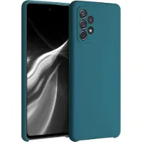 Kwmobile telefoonhoesje geschikt voor Samsung Galaxy A72 - Hoesje met siliconen coating - Smartphone case in mat petrol