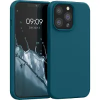 Kwmobile telefoonhoesje geschikt voor Apple iPhone 13 Pro - Hoesje met siliconen coating - Smartphone case in mat petrol