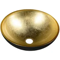 Sapho Murano glazen waskom 40cm zwart / goud