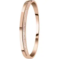 Lucardi Dames armband bangle rose light peach kristal - Staal - Bangle - Cadeau - Stijlvol - Rosékleurig