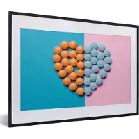 PosterMonkey Fotolijst incl. Poster - Hart - Tabletten - Pastel - 60x40 cm - Posterlijst