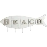 Dulaire Wandkapstok Strand 'Beach' Vis Hout Wit 36x96 cm