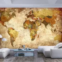 Karo-art 343cm X 245cm - Zelfklevend fotobehang - Oude wereldkaart, prachtig voor aan uw muur en zeer leerzaam, premium print