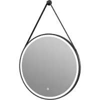 Guido Gusto Ronde badkamerspiegel Tavi met ijzeren band mat zwart met verwarming, LED verlichting en touch sensor 80x80cm
