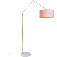 QAZQA Moderne vloerlamp goud velours kap roze 50 cm - Editor
