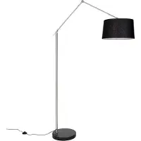 QAZQA Moderne vloerlamp staal linnen kap zwart 45 cm - Editor