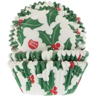 Partyking Cupcake vormpjes - Kerst Hulst - 50 stuks