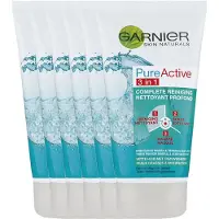 Garnier 6x PureActive 3-in-1 Gezichtsreiniging met Klei Argile & Niacinamide 150 ml