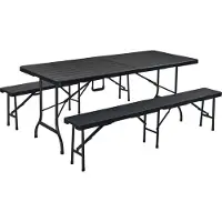 Erro Tuinset met 2 Tuinbanken en Tuintafel – Inklapbare Campingtafel – Zwart Houtlook