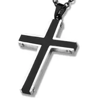 Montebello ketting Kjell - Heren - 316L Staal - Carbon - Kruis - 47 x 30 mm - 60 cm